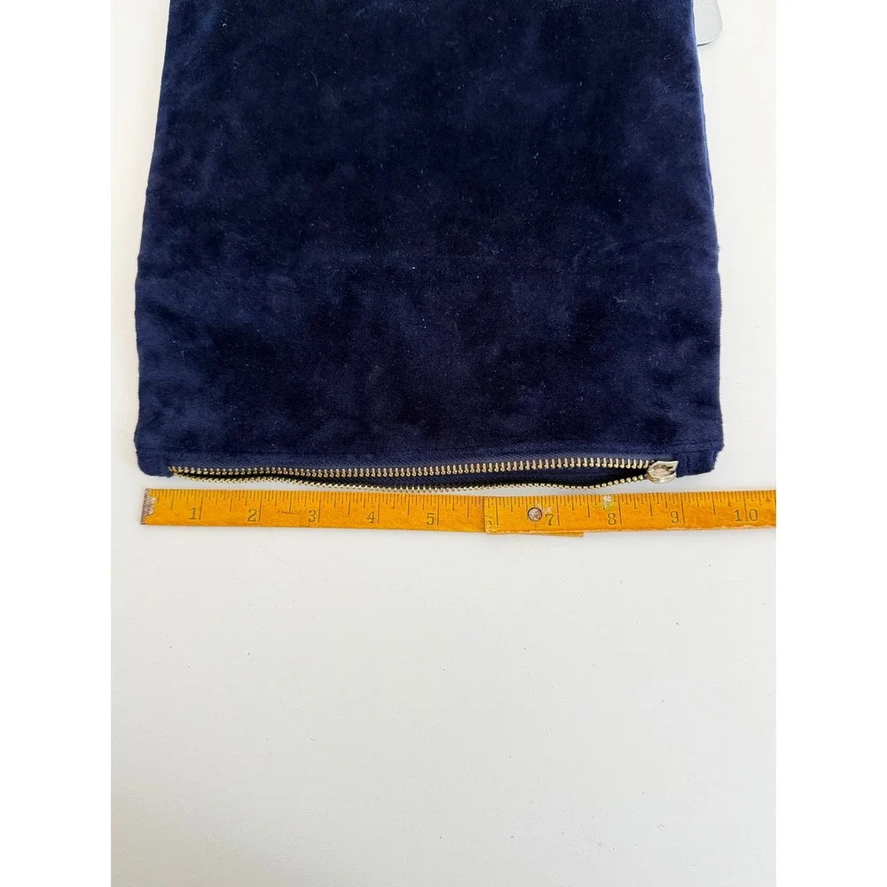Merona Navy Blue Velvet Foldover Clutch Bag Gold Zipper Evening Pouch‎